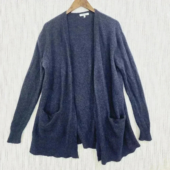 Madewell Merino Wool Alpaca Cardigan Sweater Size M Open Front  Navy Blue - Picture 1 of 6
